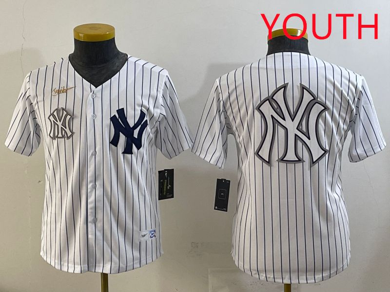 Youth 2025 New York Yankees Blank White Stripe Throwback Nike MLB Jersey style 21